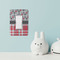 Red & Gray Dots and Plaid Rocker Light Switch Covers - Single - IN CONTEXT