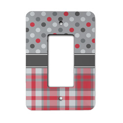 Red & Gray Dots and Plaid Rocker Style Light Switch Cover - Single Switch
