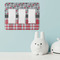 Red & Gray Dots and Plaid Rocker Light Switch Covers - Triple - IN CONTEXT