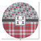 Red & Gray Dots and Plaid Round Area Rug - Size