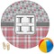 Red & Gray Dots and Plaid Round Beach Towel (Personalized)