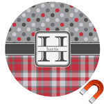 Red & Gray Dots and Plaid Car Magnet (Personalized)