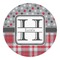 Red & Gray Dots and Plaid Round Decal - XLarge (Personalized)