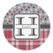Red & Gray Dots and Plaid Round Decal (Personalized)