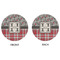 Red & Gray Dots and Plaid Round Linen Placemats - APPROVAL (double sided)