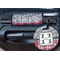 Red & Gray Dots and Plaid Round Luggage Tag & Handle Wrap - In Context