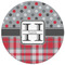 Red & Gray Dots and Plaid Round Mousepad - APPROVAL