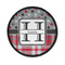 Red & Gray Dots and Plaid Round Patch