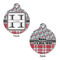Red & Gray Dots and Plaid Round Pet Tag - Front & Back