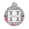 Red & Gray Dots and Plaid Round Pet Tag