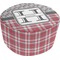 Red & Gray Dots and Plaid Round Pouf Ottoman (Bottom)