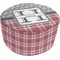 Red & Gray Dots and Plaid Round Pouf Ottoman (Top)