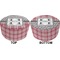 Red & Gray Dots and Plaid Round Pouf Ottoman (Top and Bottom)