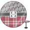 Red & Gray Dots and Plaid Round Table Top