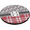 Red & Gray Dots and Plaid Round Table Top (Angle Shot)