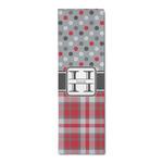 Red & Gray Dots and Plaid Runner Rug - 2.5'x8' w/ Name and Initial