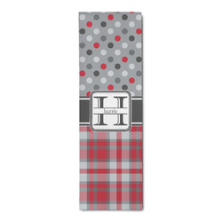 Red & Gray Dots and Plaid Runner Rug - 2.5'x8' w/ Name and Initial
