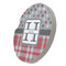 Red & Gray Dots and Plaid Sandstone Car Coaster - STANDING ANGLE