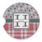 Red & Gray Dots and Plaid Sandstone Car Coaster - Single (Personalized)
