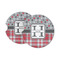 Red & Gray Dots and Plaid Sandstone Car Coasters - Set of 2 (Personalized)