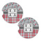 Red & Gray Dots and Plaid Sandstone Car Coasters - Set of 2