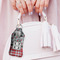 Red & Gray Dots and Plaid Sanitizer Holder Keychain - Large (LIFESTYLE)