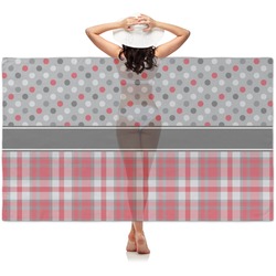 Red & Gray Dots and Plaid Sheer Sarong (Personalized)