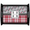 Red & Gray Dots and Plaid Black Wooden Tray - Large (Personalized)