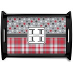 Red & Gray Dots and Plaid Wooden Tray (Personalized)
