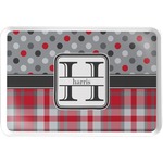 Red & Gray Dots and Plaid Serving Tray (Personalized)