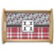 Red & Gray Dots and Plaid Natural Wooden Tray - Small (Personalized)