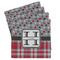 Red & Gray Dots and Plaid Set of 4 Sandstone Coasters - Front View