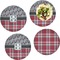 Red & Gray Dots and Plaid Set of Lunch / Dinner Plates