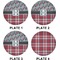Red & Gray Dots and Plaid Set of Lunch / Dinner Plates (Approval)