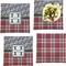 Red & Gray Dots and Plaid Set of 4 Glass Square Lunch / Dinner Plate 9.5" (Personalized)