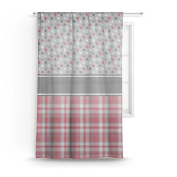 Red & Gray Dots and Plaid Sheer Curtain (Personalized)