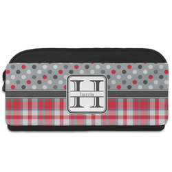 Red & Gray Dots and Plaid Shoe Bag (Personalized)