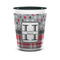 Red & Gray Dots and Plaid Shot Glass - Two Tone - FRONT