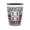 Red & Gray Dots and Plaid Ceramic Shot Glass - 1.5 oz - Two Tone - Set of 4 (Personalized)