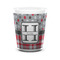 Red & Gray Dots and Plaid Shot Glass - White - FRONT