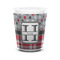 Red & Gray Dots and Plaid Ceramic Shot Glass - 1.5 oz - White - Set of 4 (Personalized)
