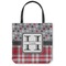 Red & Gray Dots and Plaid Canvas Tote Bag - Small - 13"x13" (Personalized)