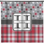 Red & Gray Dots and Plaid Shower Curtain - Custom Size (Personalized)