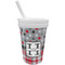 Red & Gray Dots and Plaid Sippy Cup with Straw (Personalized)