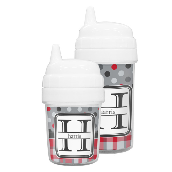 Red & Gray Dots and Plaid Sippy Cups