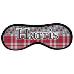 Red & Gray Dots and Plaid Sleeping Eye Masks - Large (Personalized)