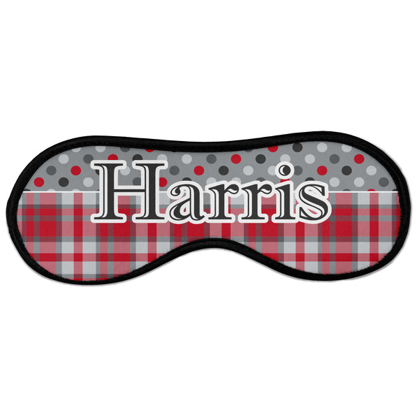 Custom Red & Gray Dots and Plaid Sleeping Eye Masks - Large (Personalized)