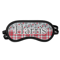 Red & Gray Dots and Plaid Sleeping Eye Mask - Small (Personalized)