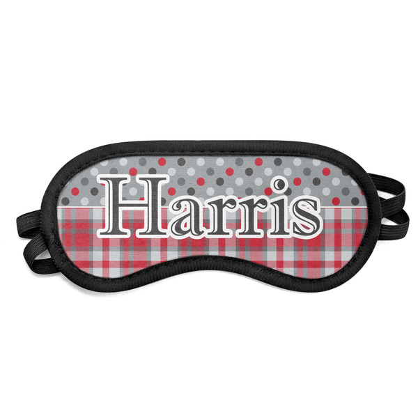 Custom Red & Gray Dots and Plaid Sleeping Eye Mask - Small (Personalized)
