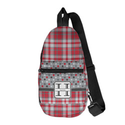 Red & Gray Dots and Plaid Sling Bag (Personalized)